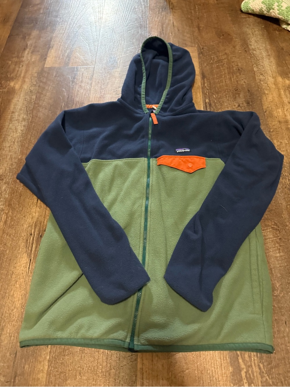 Patagonia Kids Hooded Fleece Jacket - Navy, Olive & Orange